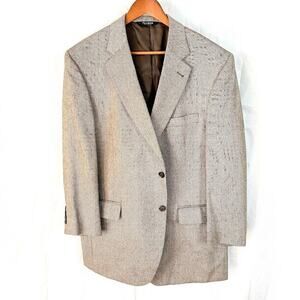Jos. A Bank Silk Wool 2 Button Single Vent Tweed Blazer Jacket Brown/White 44R
